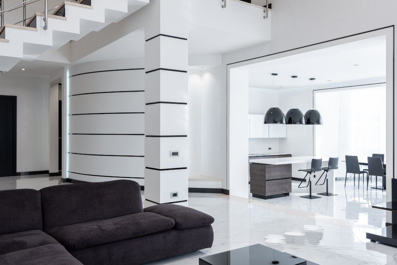 Polished concrete floors installed in a minimalist house in Wanneroo WA.